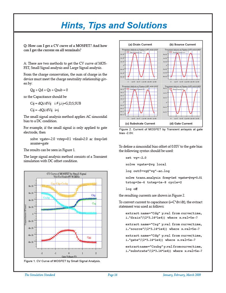 Read more about the article Hints, Tips and Solutions – Determining the CV Curve and Terminal Currents of a MOSFET
