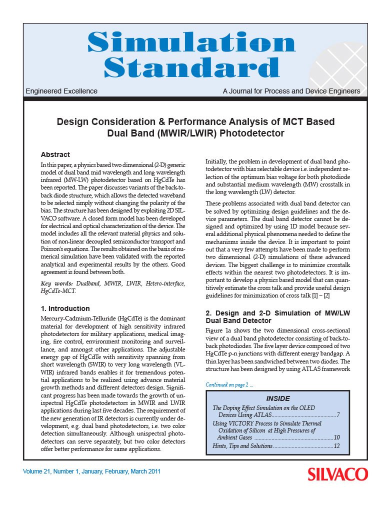Read more about the article Design Consideration & Performance Analysis of MCT Based Dual Band (MWIR/LWIR) Photodetector