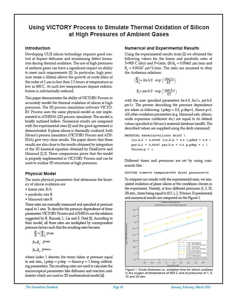 Read more about the article Using VICTORY Process to Simulate Thermal Oxidation of Silicon at High Pressures of Ambient Gases
