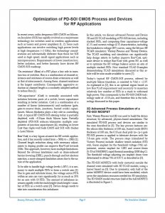 Read more about the article Optimization of PD-SOI CMOS Process and Devices for RF Applications