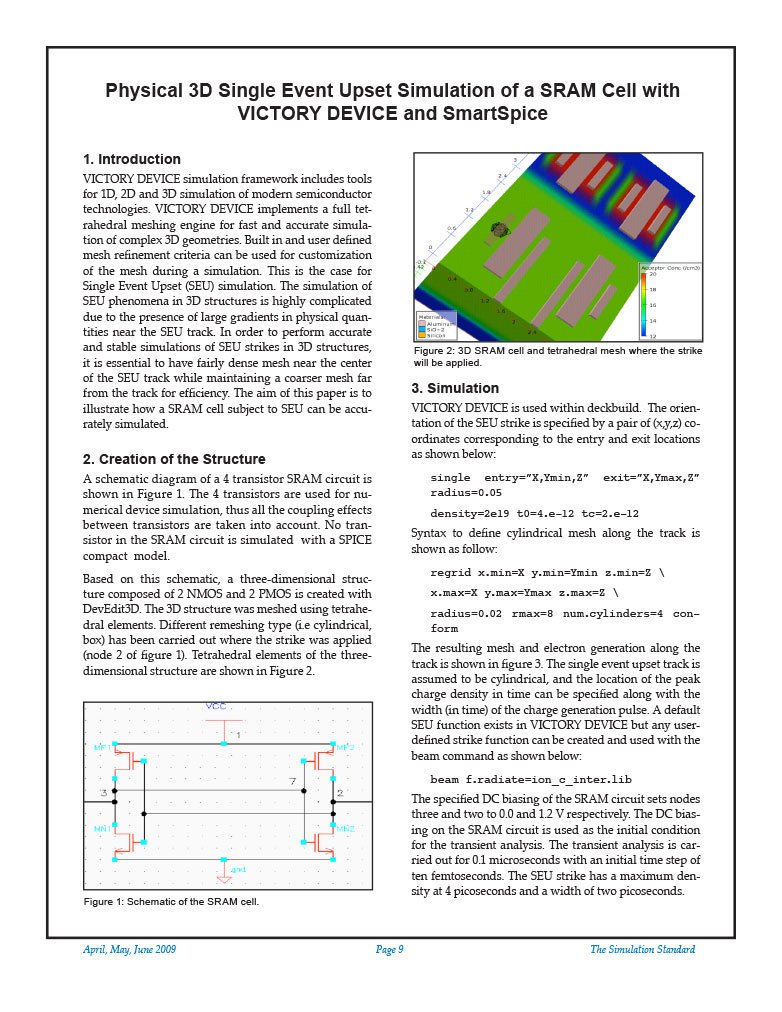 You are currently viewing Physical 3D Single Event Upset Simulation of a SRAM Cell with VICTORY DEVICE and SmartSpice