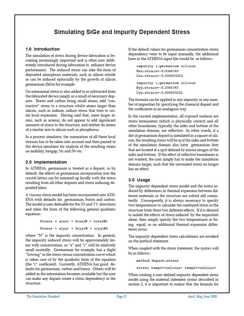 Read more about the article Simulating SiGe and Impurity Dependent Stress