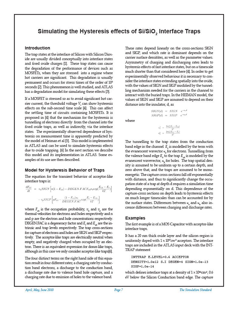 Read more about the article Simulating the Hysteresis effects of Si/SiO2 Interface Traps