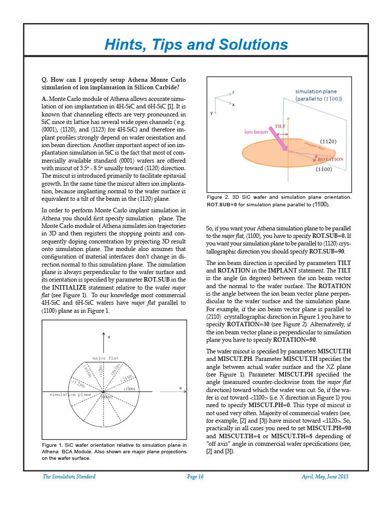 あなたが現在見ているのは Hints, Tips and Solutions – Setup Athena Monte Carlo Simulation of Ion Implantation in Silicon Carbide