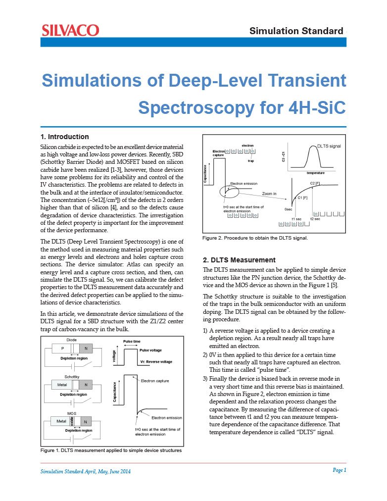Read more about the article Simulations of Deep-Level Transient Spectroscopy for 4H-SiC
