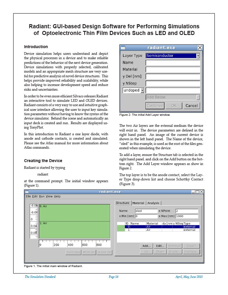 Read more about the article Radiant: GUI-based Design Software for Performing Simulations of Optoelectronic Thin Film Devices Such as LED and OLED