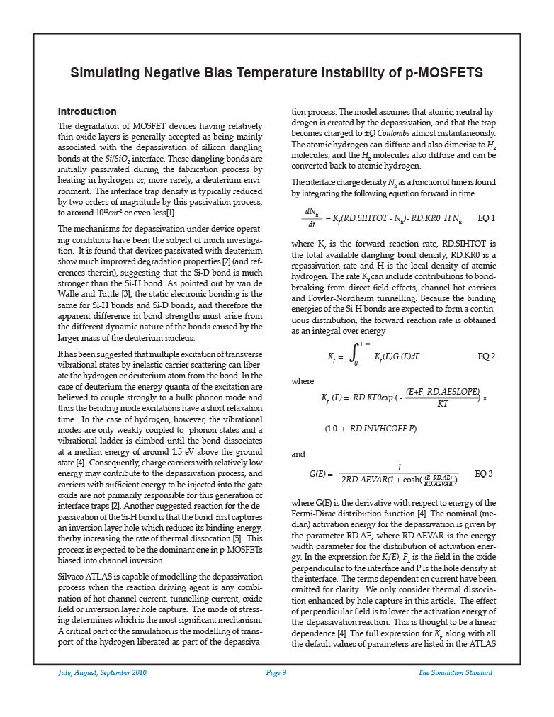 Read more about the article Simulating Negative Bias Temperature Instability of p-MOSFETS