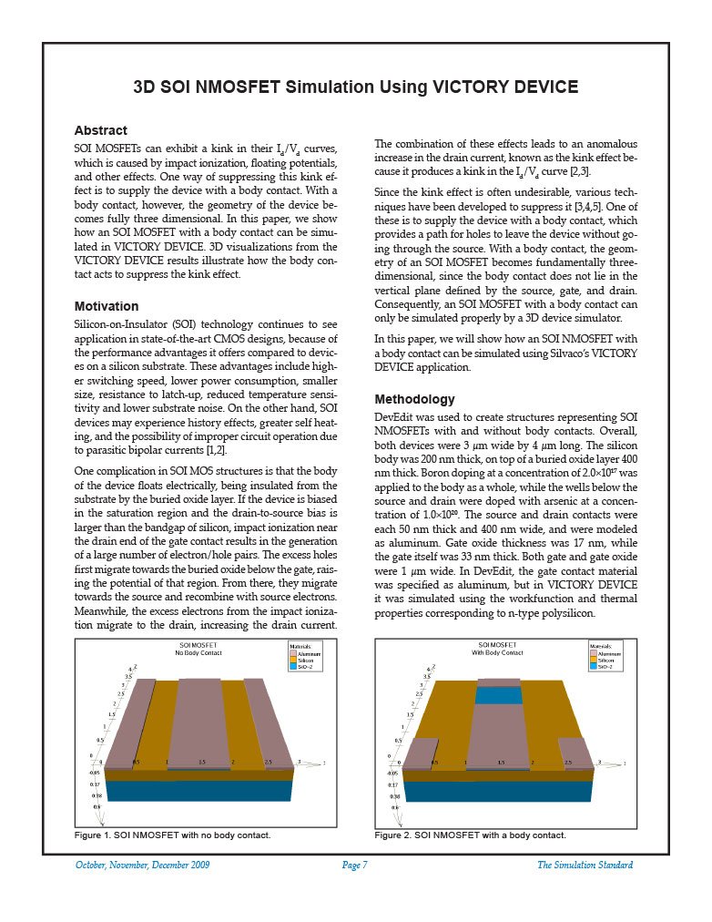Read more about the article 3D SOI NMOSFET Simulation Using VICTORY DEVICE