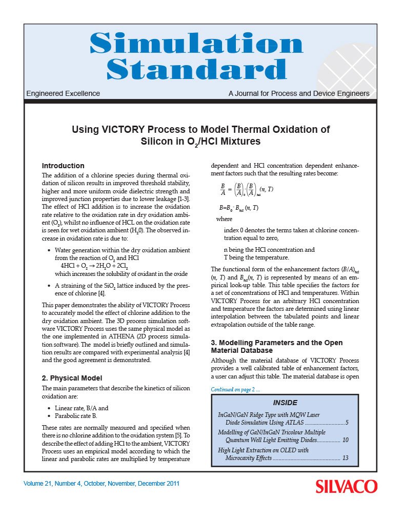 Read more about the article Using VICTORY Process to Model Thermal Oxidation of Silicon in O2/HCl Mixtures