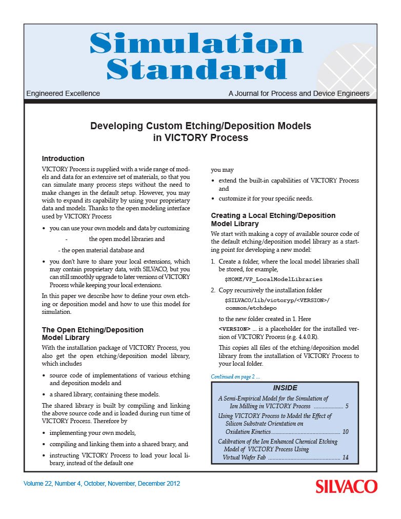 You are currently viewing Developing Custom Etching/Deposition Models in VICTORY Process