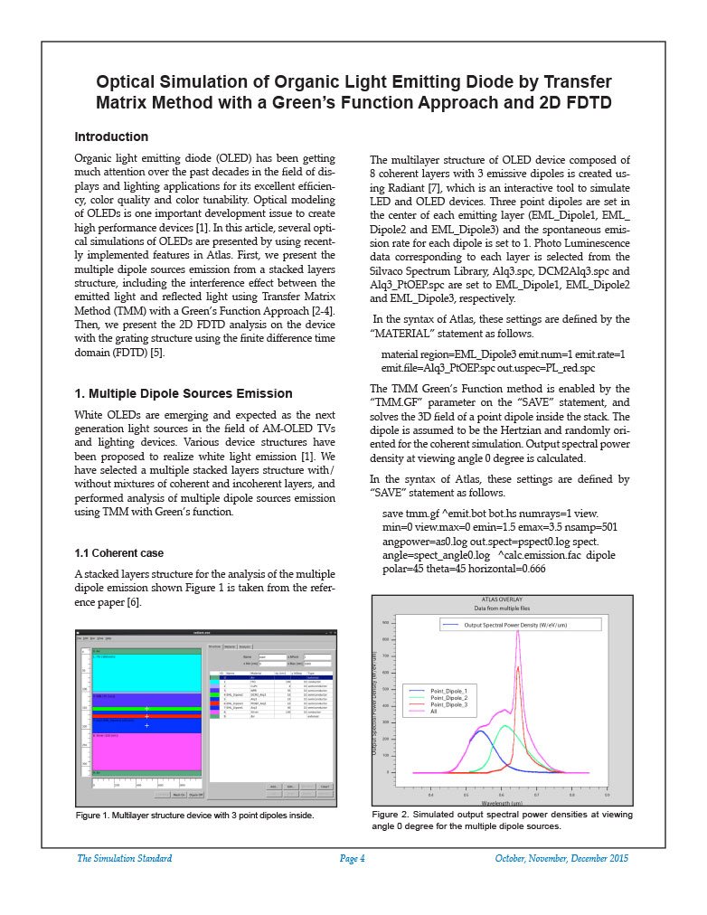 Read more about the article Optical Simulation of Organic Light Emitting Diode by Transfer Matrix Method with a Green’s Function Approach and 2D FDTD