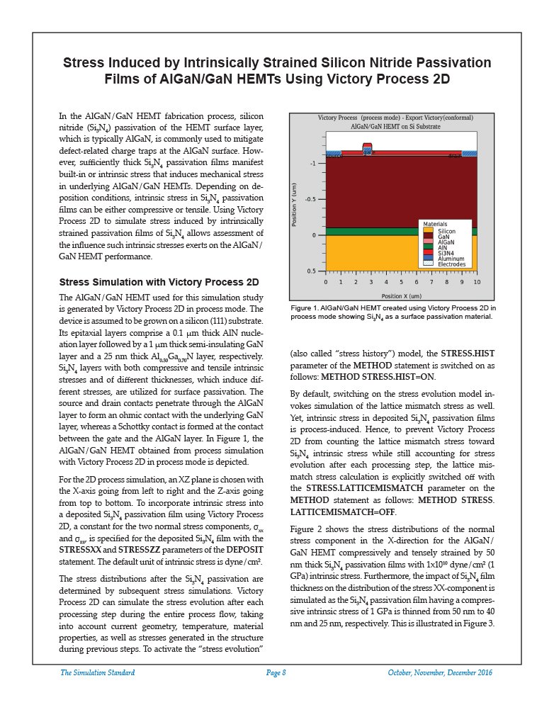 Read more about the article Stress Induced by Intrinsically Strained Silicon Nitride Passivation Films of AlGaN/GaN HEMTs Using Victory Process 2D