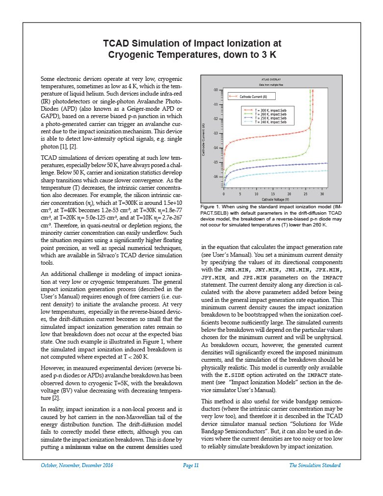 Read more about the article TCAD Simulation of Impact Ionization at Cryogenic Temperatures, down to 3 K