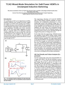 投稿についてもっと詳しく TCAD Mixed-Mode Simulation for GaN Power HEMTs in Unclamped Inductive Switching