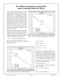 Read more about the article The Valdinoci Temperature Dependent Impact Ionization Model for Silicon