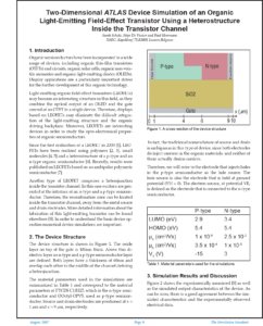 投稿についてもっと詳しく Two-Dimensional Atlas Device Simulation of an Organic Light-Emitting Field-Effect Transistor Using a Heterostructure Inside the Transistor Channel