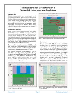 投稿についてもっと詳しく The Importance of Mesh Definition in Strained-Si Heterostructure Simulation