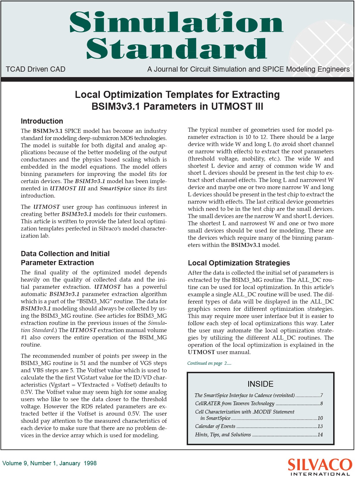 You are currently viewing Local Optimization Templates for Extracting BSIM3v3.1 Parameters in UTMOST III