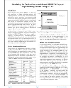 Read more about the article Simulating the Device Characteristics of MEH-PPV Polymer Light Emitting Diodes Using Atlas