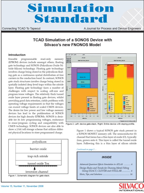 Read more about the article TCAD Simulation of a SONOS Device with Silvaco’s new FNONOS Model
