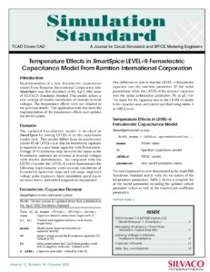 投稿についてもっと詳しく Temperature Effects in SmartSpice LEVEL=6 Ferroelectric Capacitance Model From Ramtron