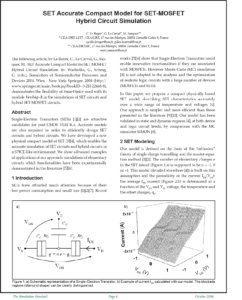 Read more about the article SET Accurate Compact Model for SET-MOSFET Hybrid Circuit Simulation